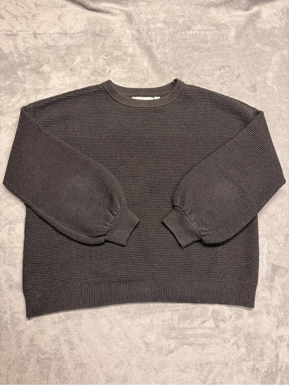 Relaxed Ribbed Crewneck Sweater in Charcoal - Picture 2 of 6